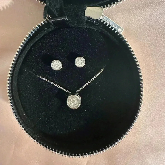 WHBM Silver & Rhinestone Earrings & Necklace Set With Gift Box - Picture 1 of 7